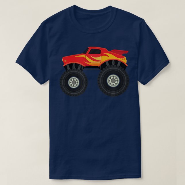 T-shirt Kawaii Red Monster Camion Cool Camion Mud Crushin (Design devant)