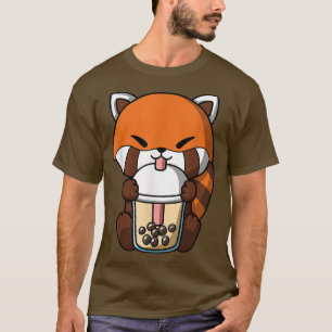 T-shirt Kawaii Red Panda Boba Milk Tea Bua Anime thé