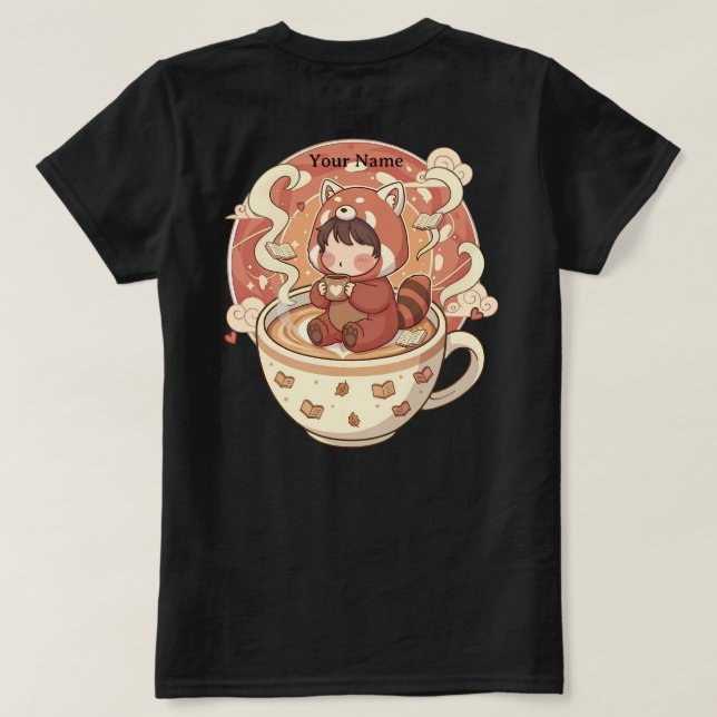 T-shirt Kawaii Red Panda Brew Maillot en coton pour femmes (Design dos)