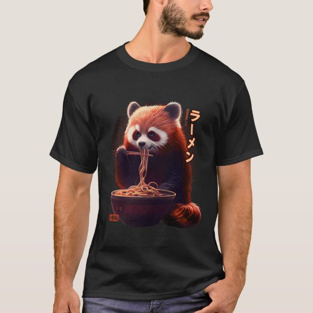 T-shirt Kawaii Red Panda Eating Ra Ra (Devant)