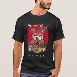 T-shirt Kawaii Red Panda manger Ramen I Love Ramen