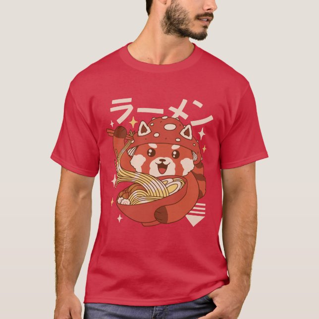 T-shirt Kawaii Red Panda Ramen (Devant)