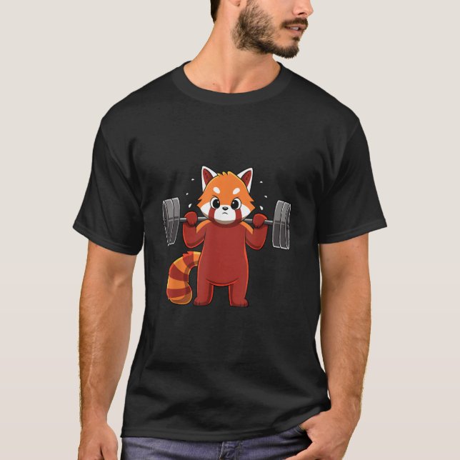 T-shirt Kawaii Red Panda Weightlifting Fitness Gym (Devant)