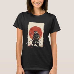 T-shirt Kawaii Samouraï Raton Guerrier Japon Soleil Katana