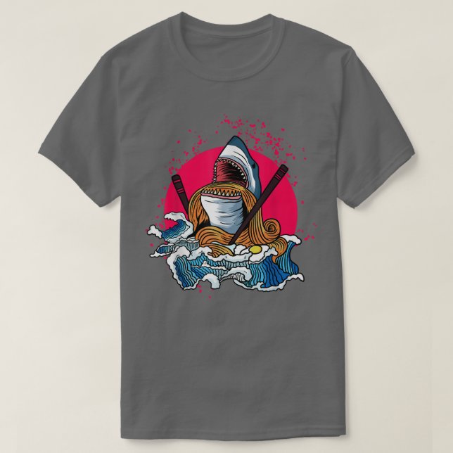 T-shirt Kawaii Shark Japon Ramen Anime (Design devant)