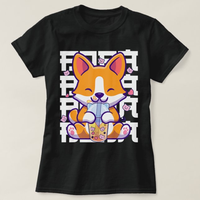 T-shirt Kawaii Shiba Inu Chien Bug Tea Boba Anime Cadeaux  (Design devant)