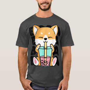 T-shirt Kawaii Shiba Inu Chien Bug Tea Boba Anime Neko Ja