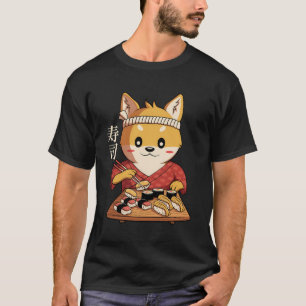 T-shirt Kawaii Shiba Inu Chien Sushi Vintage japonais Anim