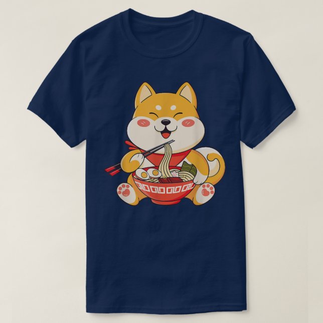 T-shirt Kawaii Shiba Inu Dog Mange Ramen mignet Japon Anim (Design devant)