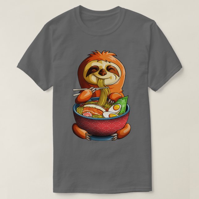 T-shirt Kawaii Sloth Noodles mignonnes Sloth Ramen Otaku W (Design devant)