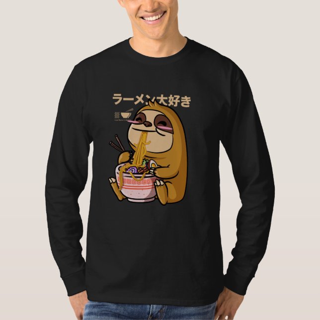 T-shirt Kawaii Sloth Ramen Bowl Anime Otaku Japanese Noodl (Devant)