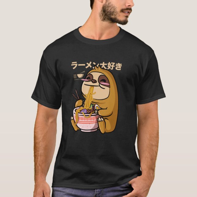 T-shirt Kawaii Sloth Ramen Bowl Anime Otaku Japanese Noodl (Devant)