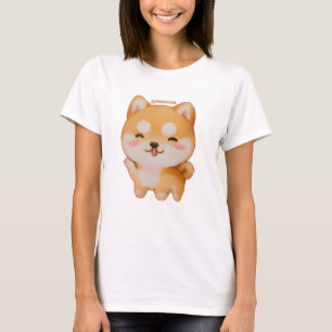 T-shirt Kawaii Smiling Cartoon Style Shiba Inu