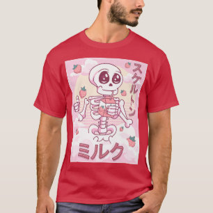 T-shirt Kawaii Squelette Lait fraise Japonais Kawaii Pa