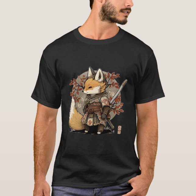 T-shirt Kawaii Style japonais Samurai Fox Anime (Devant)