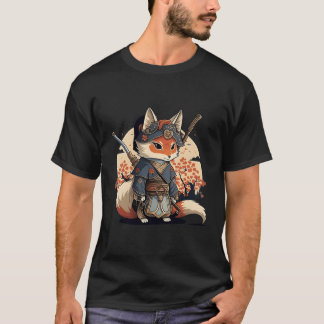 T-shirt Kawaii Style japonais Samurai Fox Anime