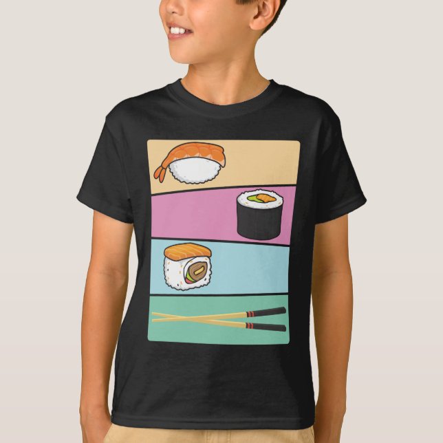 T-shirt Kawaii Sushi japonais Nourriture Maki Nigiri Chops (Devant)