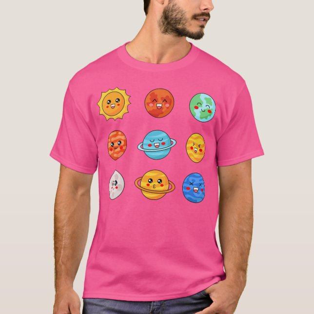 T-shirt Kawaii Système Solaire Space Cute Planètes Stem An (Devant)