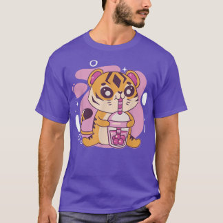 T-shirt Kawaii Tiger Boba Tea Bubble Tea Anime Kawaii Neko