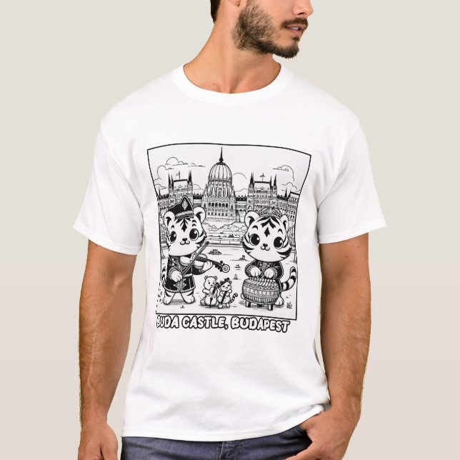 T-shirt Kawaii Tiger Buda Castle Budapest (Devant)