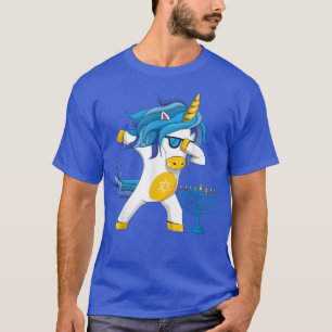 T-shirt Kawaii Unicorn Juif Jewnicorn Menorah Happy Hanukk