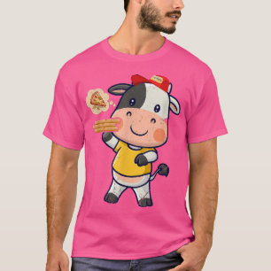 T-shirt Kawaii Vache mignonne Livraison de pizza animal ch