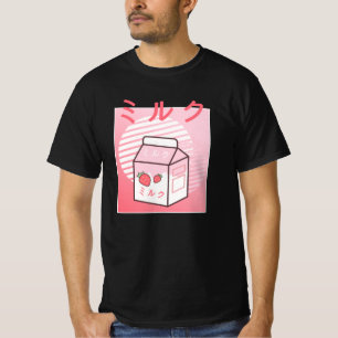 T-shirt Kawaii Vache Rétro Milkshake à la fraise japonaise