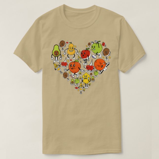 T-shirt Kawaii Vegan Végétarien Fruit Coeur (Design devant)