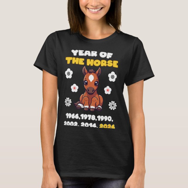 T-shirt Kawaii Year Of Horse Chinese Zodiac 2026 Animal  (Devant)