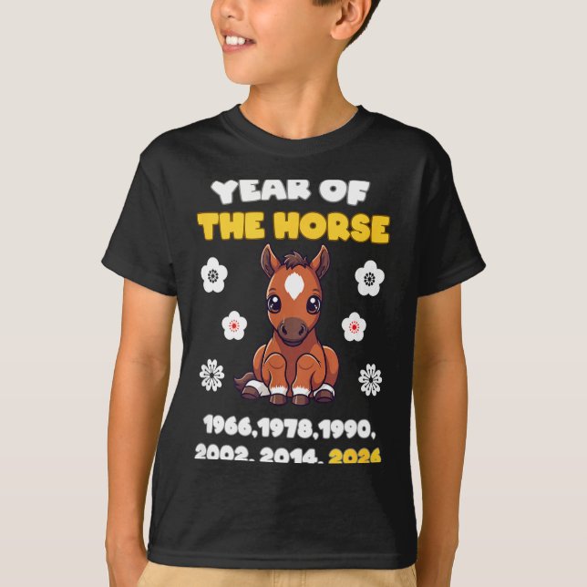 T-shirt Kawaii Year Of Horse Chinese Zodiac 2026 Animal  (Devant)