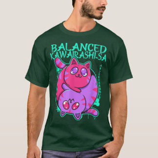 T-shirt Kawairashi-sa équilibré Yin Yang Anime Chat Kitten