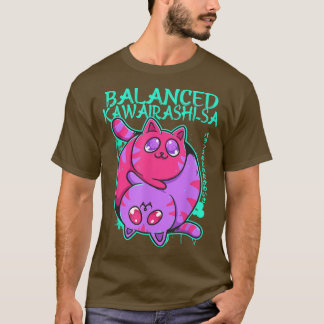 T-shirt Kawairashi-sa équilibré Yin Yang Anime Chat Kitten