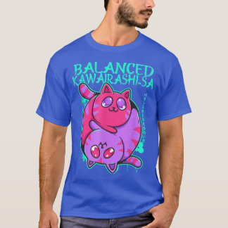 T-shirt Kawairashi-sa équilibré Yin Yang Anime Chat Kitten