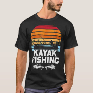 T-shirt Kayak Addict de pêche Retro Sunset Lac Vintage Fis
