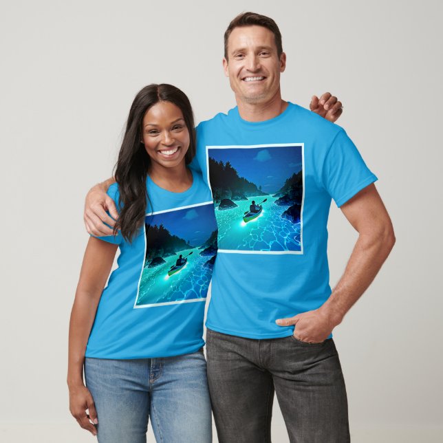 T-shirt Kayak dans la conception de l'eau brillante (Unisexe)
