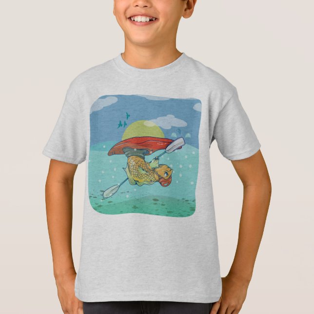 T-shirt Kayak de poisson amusant (Devant)