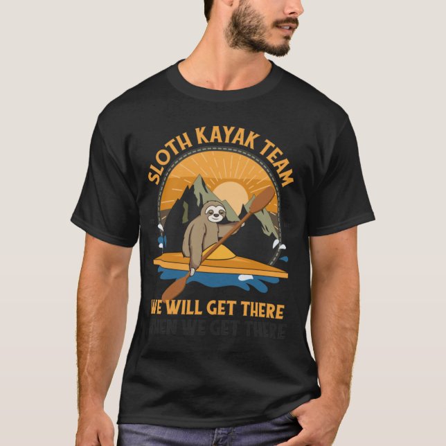 T-shirt Kayak de sloth rétro rétro (Devant)