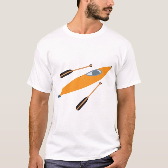 T-shirt Kayak orange avec des aviron (Devant)