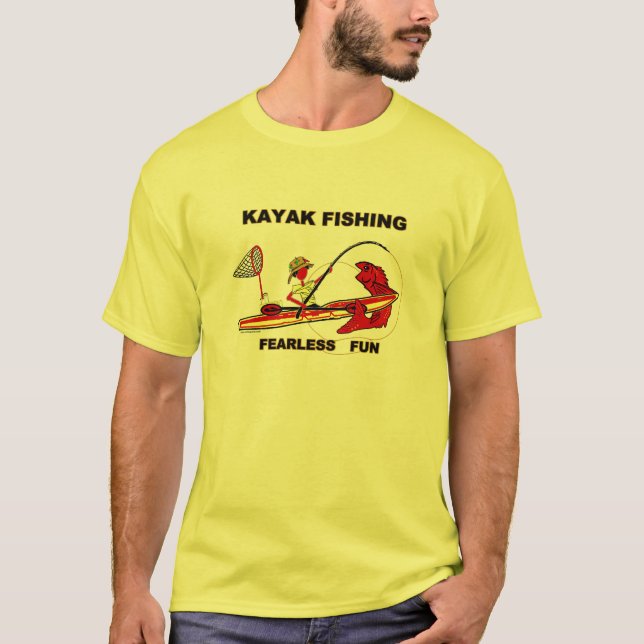 T-shirt Kayak pêchant l'amusement courageux (Devant)