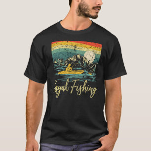 T-shirt Kayak Pêche Vintage Rétro Canoë Bateau Lac Fis