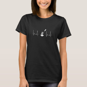 T-shirt Kayaker EKG Heartbeat Paddling Boat Canoë