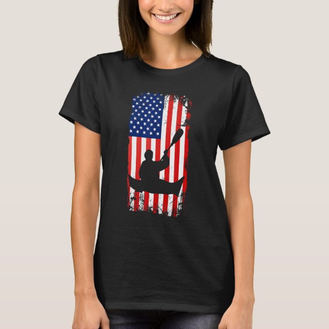 T-shirt Kayaking American Flag Kayak Lake  Paddling Paddle (Devant)