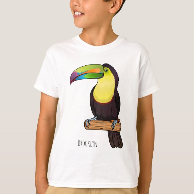 T-shirt Keel-billed toucan bird cartoon illustration (Devant)