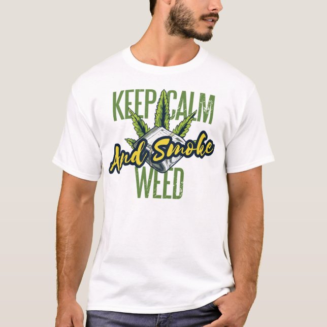 T-SHIRT KEEP CALM AND SMOKE WEED (Devant)