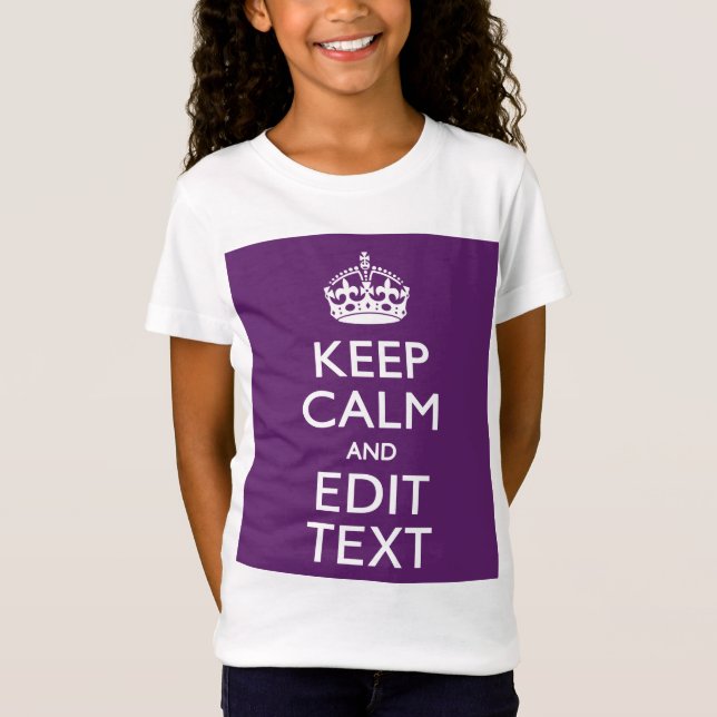 T-Shirt KEEP CALM personnalisé et votre texte sur violet (Devant)