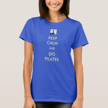 KEEP CALM Pilates à manches courtes bleu Tee pour