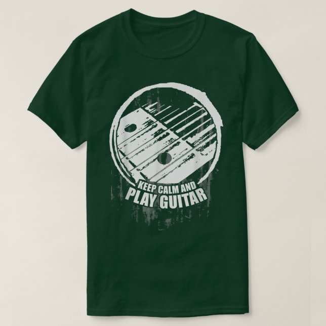 T-shirt Keep Calm Play Guitar Ukulele Plectron (Design devant)