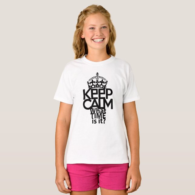 T-SHIRT KEEP CALM WHAT TIME IS IT? BY MASANSER (Devant entier)