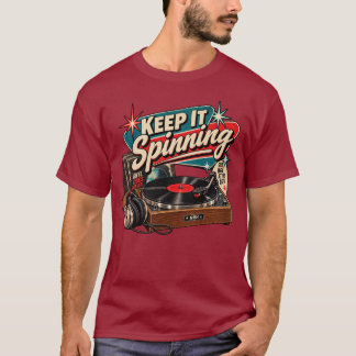 T-shirt 'Keep It Spinning' Lecteur de Disque Vinyl
