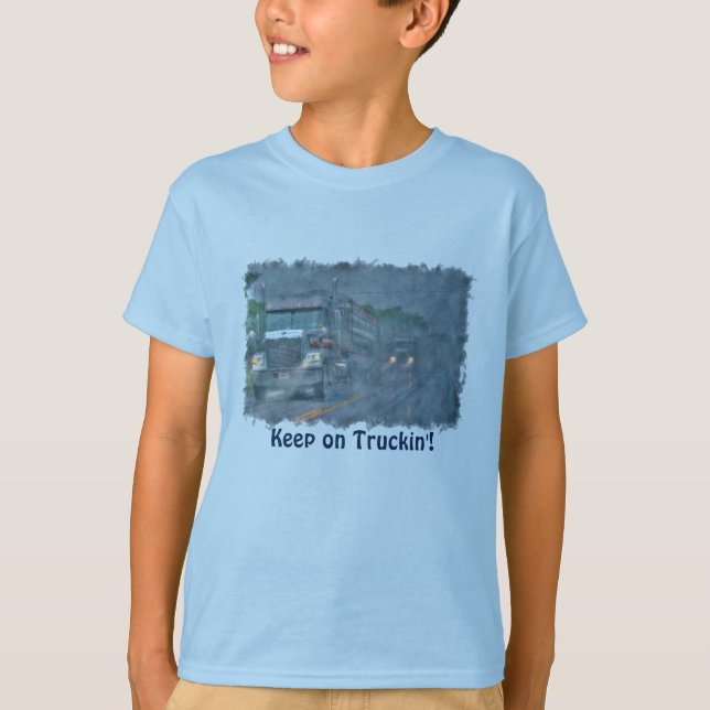 T-shirt "Keep on Truckin'" Rainstorm Big Rig Truck (Devant)